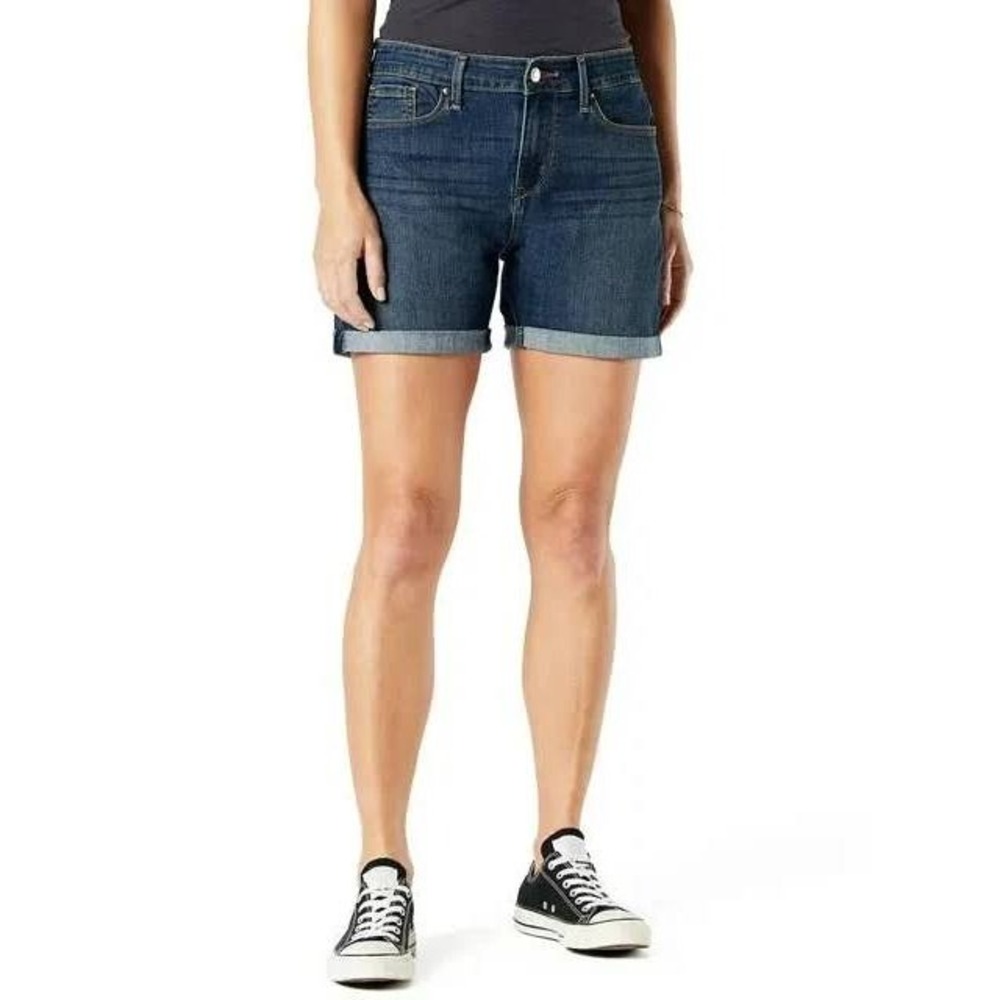 Signature by Levi Strauss Womens Modern Shorts Dark Wash Denim Casual Size 14